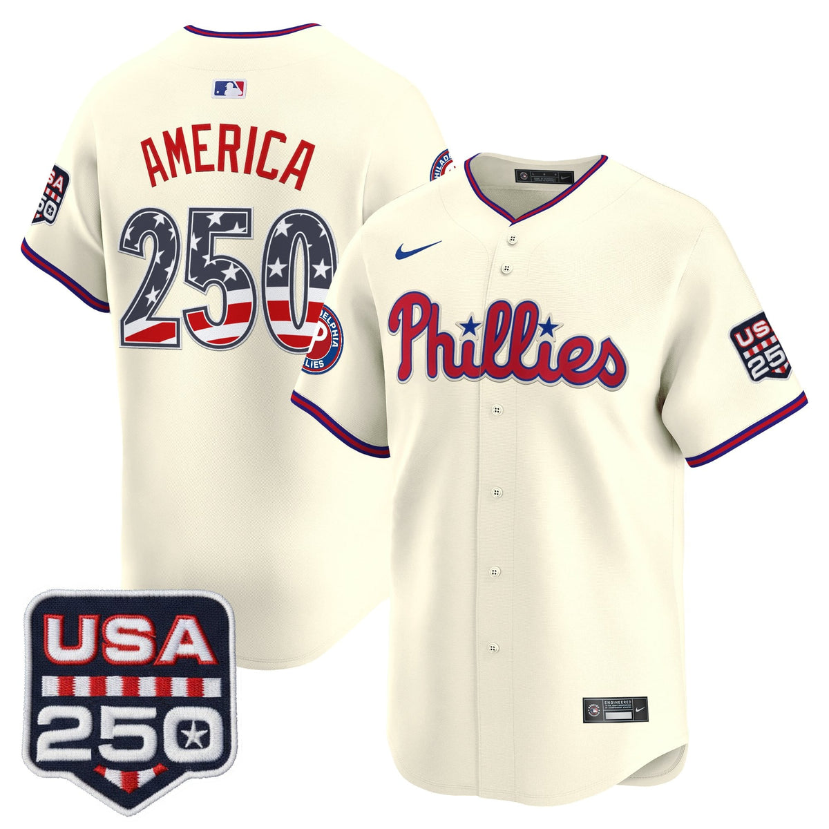 Philadelphia Phillies USA 250 Fourth of July Vapor Premier Limited Jersey - All Stitched