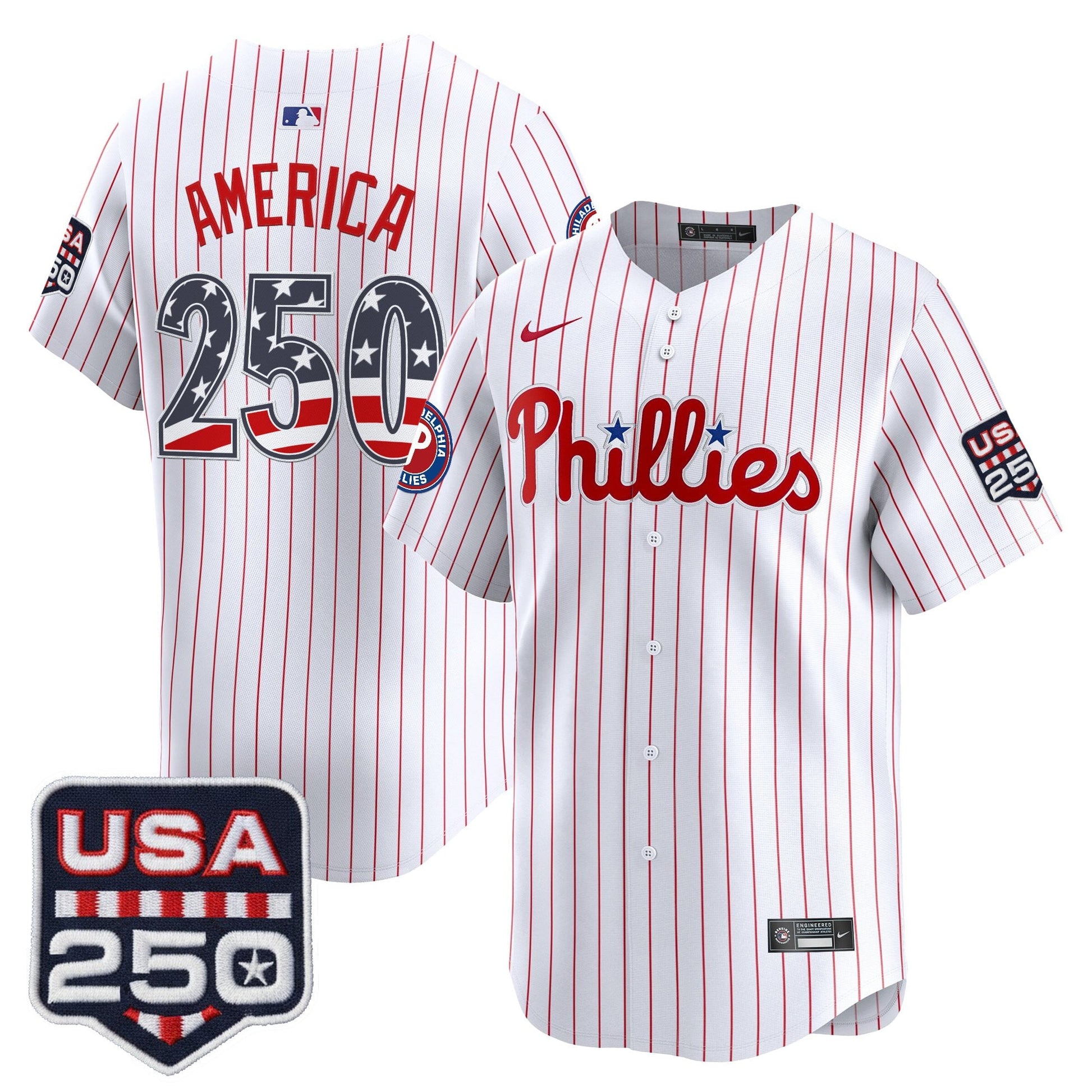 Philadelphia Phillies USA 250 Fourth of July Vapor Premier Limited Jersey - All Stitched