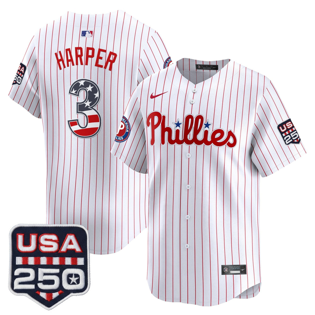 Philadelphia Phillies USA 250 Fourth of July Vapor Premier Limited Jersey - All Stitched