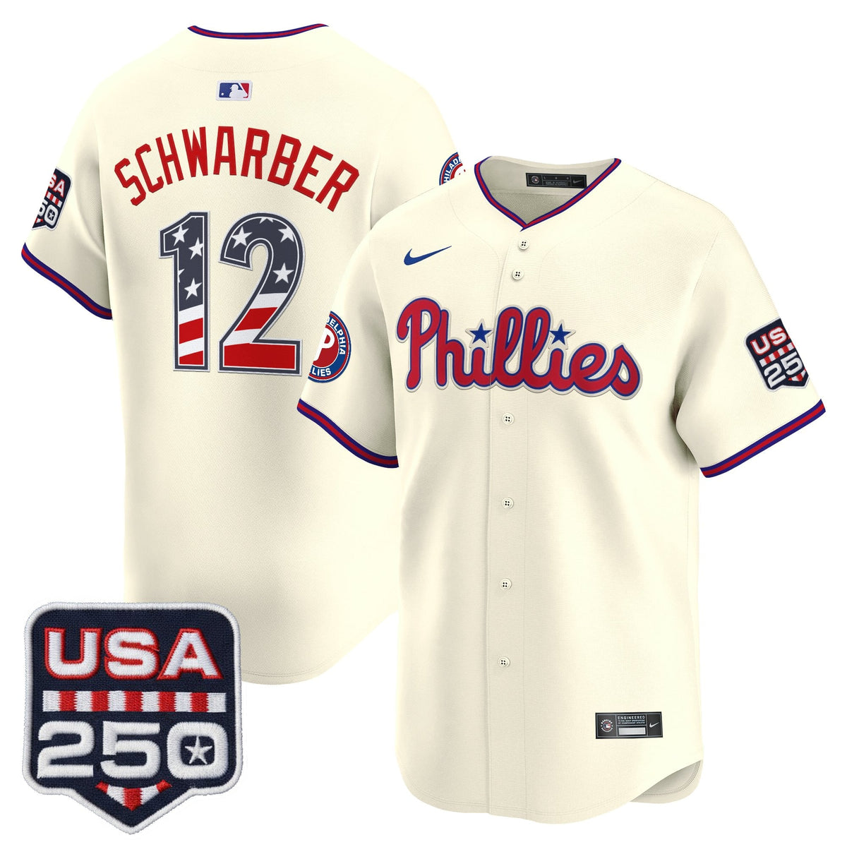 Philadelphia Phillies USA 250 Fourth of July Vapor Premier Limited Jersey - All Stitched