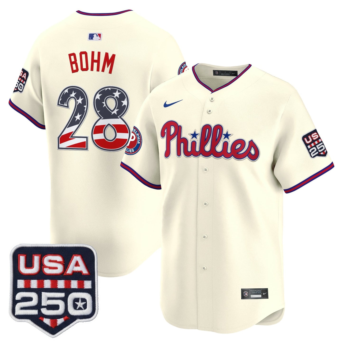 Philadelphia Phillies USA 250 Fourth of July Vapor Premier Limited Jersey - All Stitched