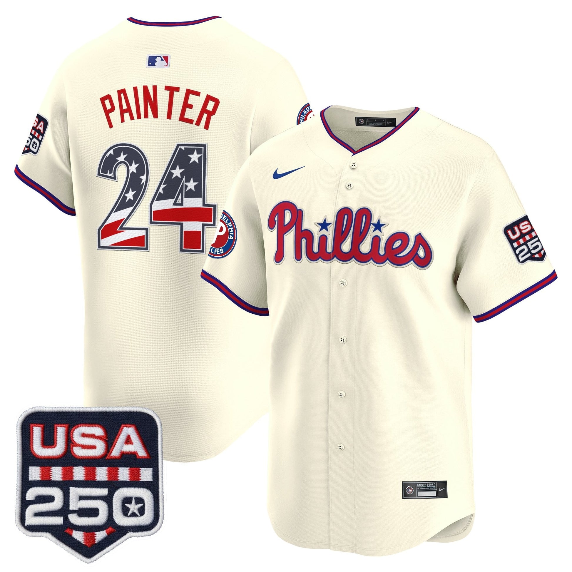 Philadelphia Phillies USA 250 Fourth of July Vapor Premier Limited Jersey - All Stitched