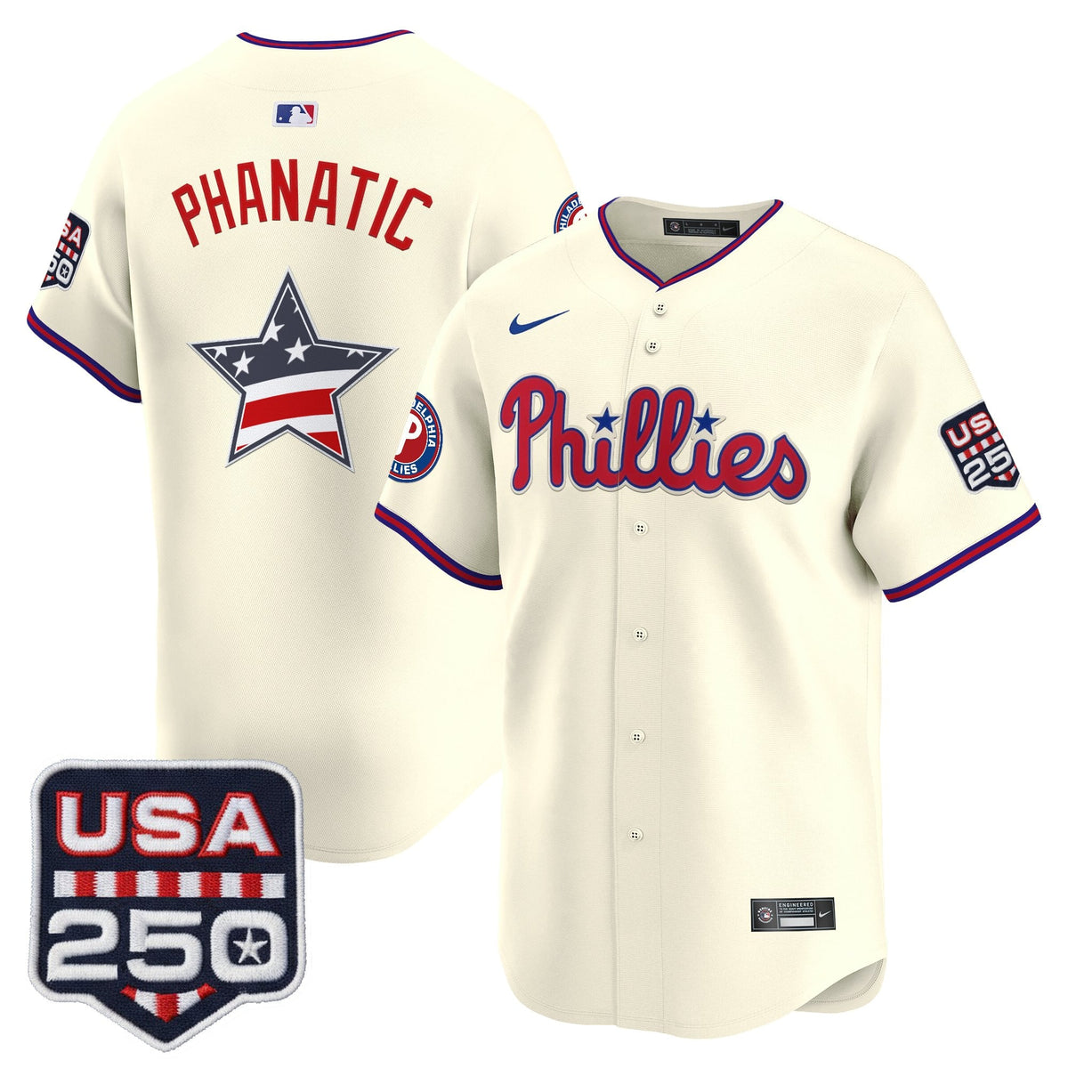 Philadelphia Phillies USA 250 Fourth of July Vapor Premier Limited Jersey - All Stitched