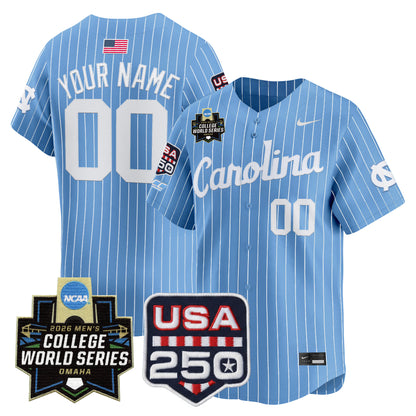 North Carolina Tar Heels 2026 World Series Vapor Premier Limited Custom Jersey - 250 America Patch - All Stitched