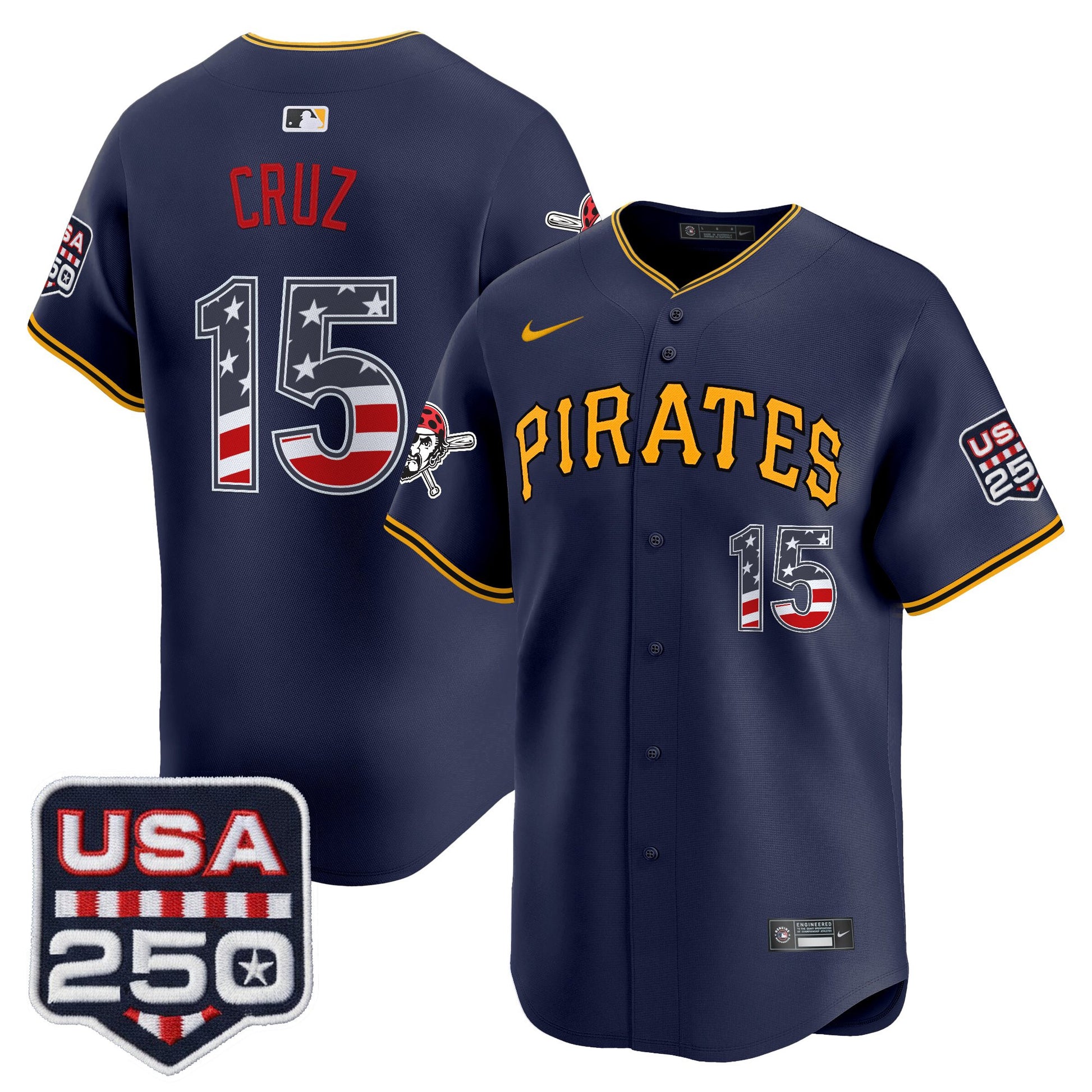 Pittsburgh Pirates USA 250 Fourth of July Vapor Premier Limited Jersey - All Stitched