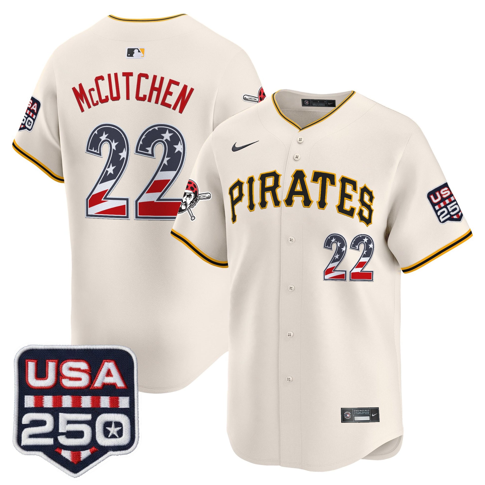Pittsburgh Pirates USA 250 Fourth of July Vapor Premier Limited Jersey - All Stitched