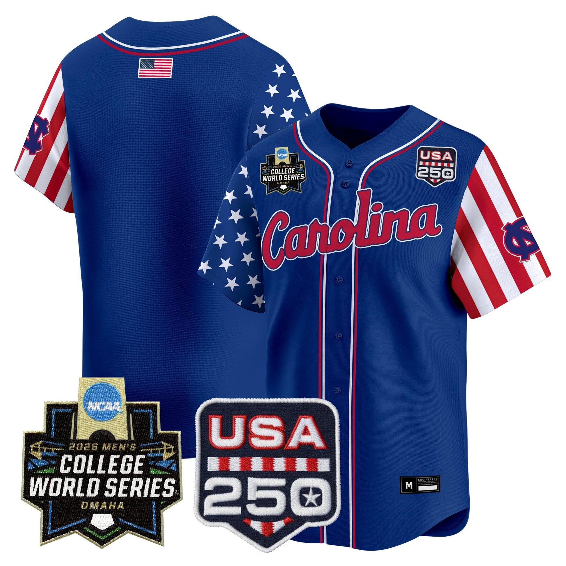 Men's North Carolina Tar Heels 2026 World Series "America 250 Edition" Vapor Premier Limited Jersey - All Stitched