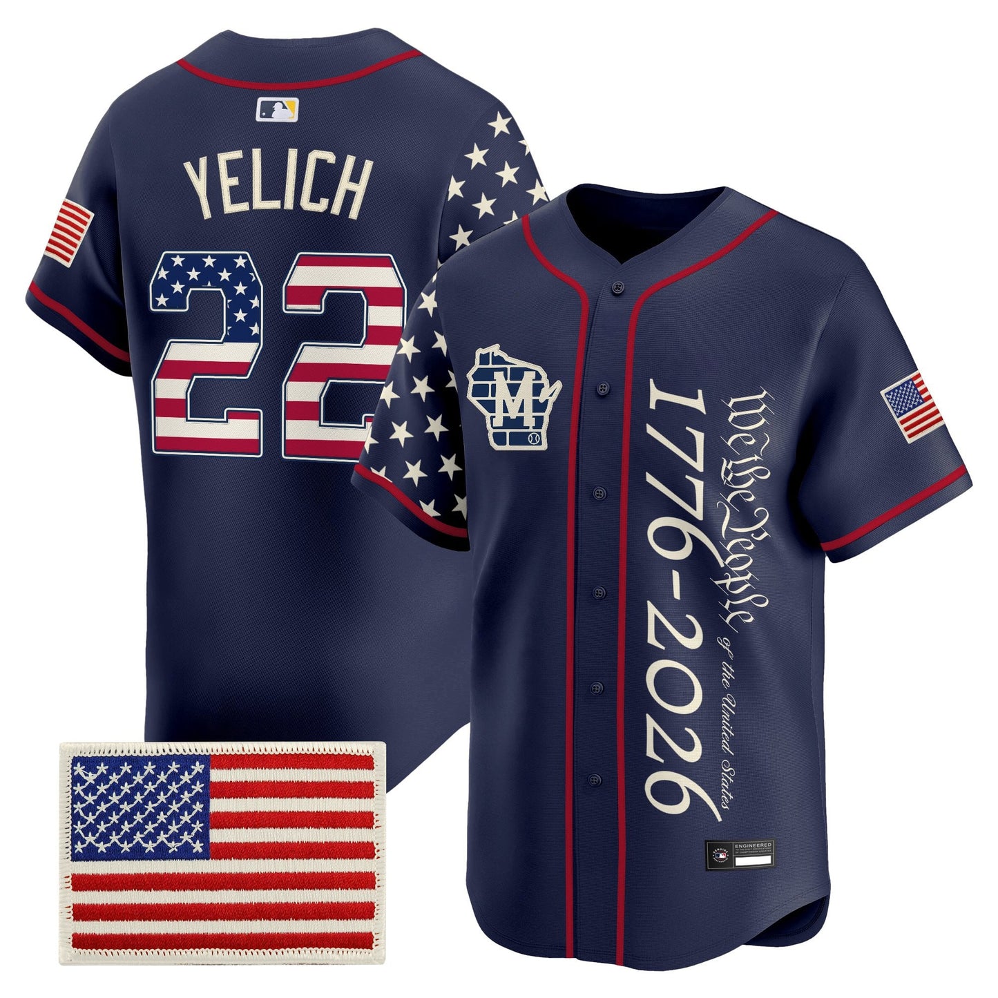 Men's Milwaukee Brewers "America 250 Edition" Vapor Premier Limited Jersey V2 - All Stitched
