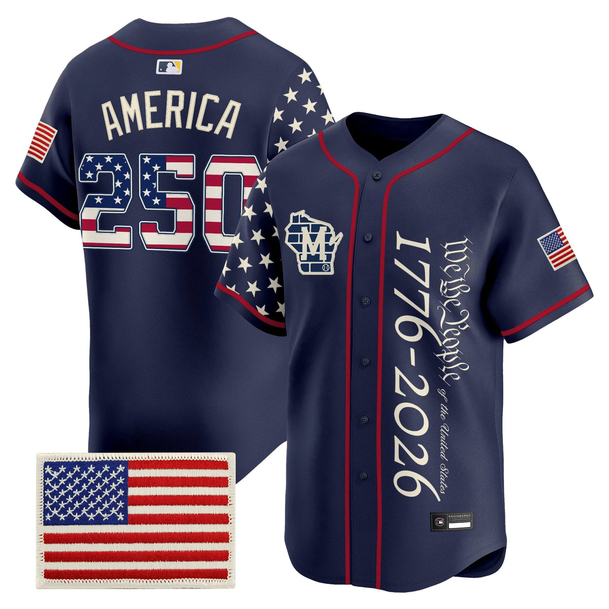 Men's Milwaukee Brewers "America 250 Edition" Vapor Premier Limited Jersey V2 - All Stitched