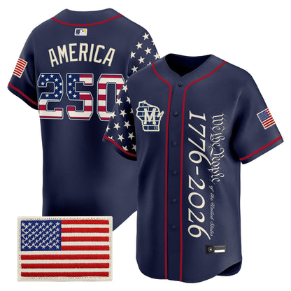 Men's Milwaukee Brewers "America 250 Edition" Vapor Premier Limited Jersey V2 - All Stitched