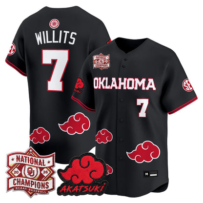 Oklahoma Sooners 2026 National Champions Patch x Naruto "Akatsuki Edition" Vapor Premier Limited Jersey - All Stitched