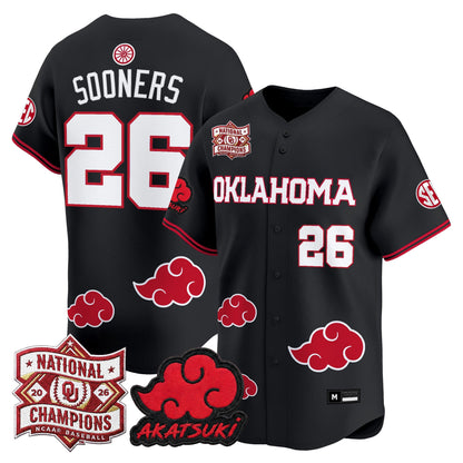 Oklahoma Sooners 2026 National Champions Patch x Naruto "Akatsuki Edition" Vapor Premier Limited Jersey - All Stitched