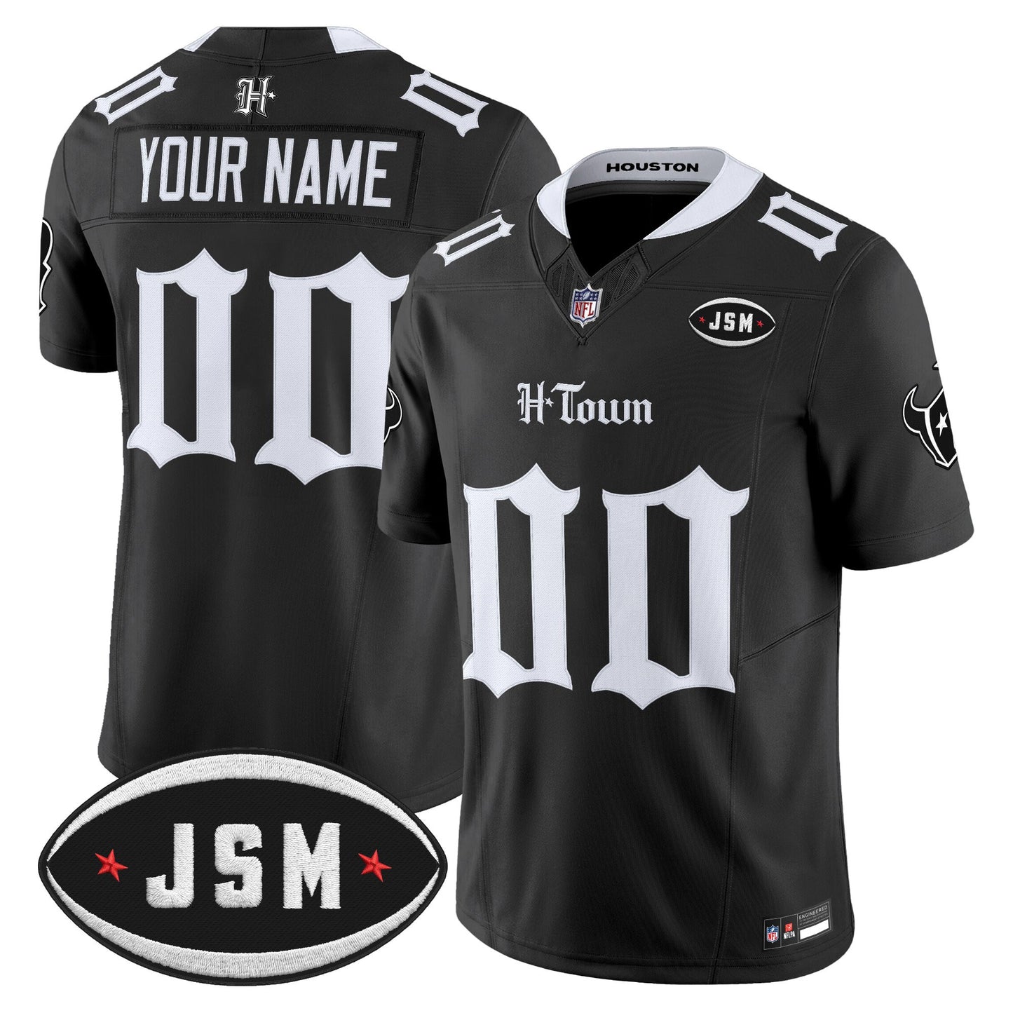 Houston Texans Janice McNair Memorial Patch Vapor Limited Custom Jersey - Gothic Edition - All Stitched