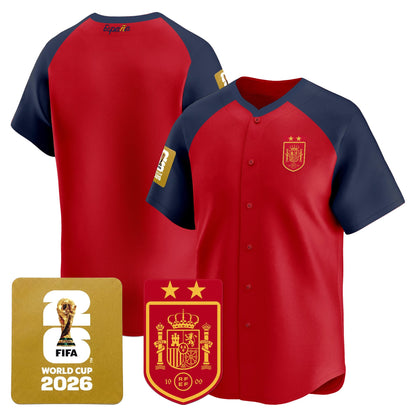  Spain 2026 World Cup Vapor Baseball Jersey - 2-Star World Champions - Stitched