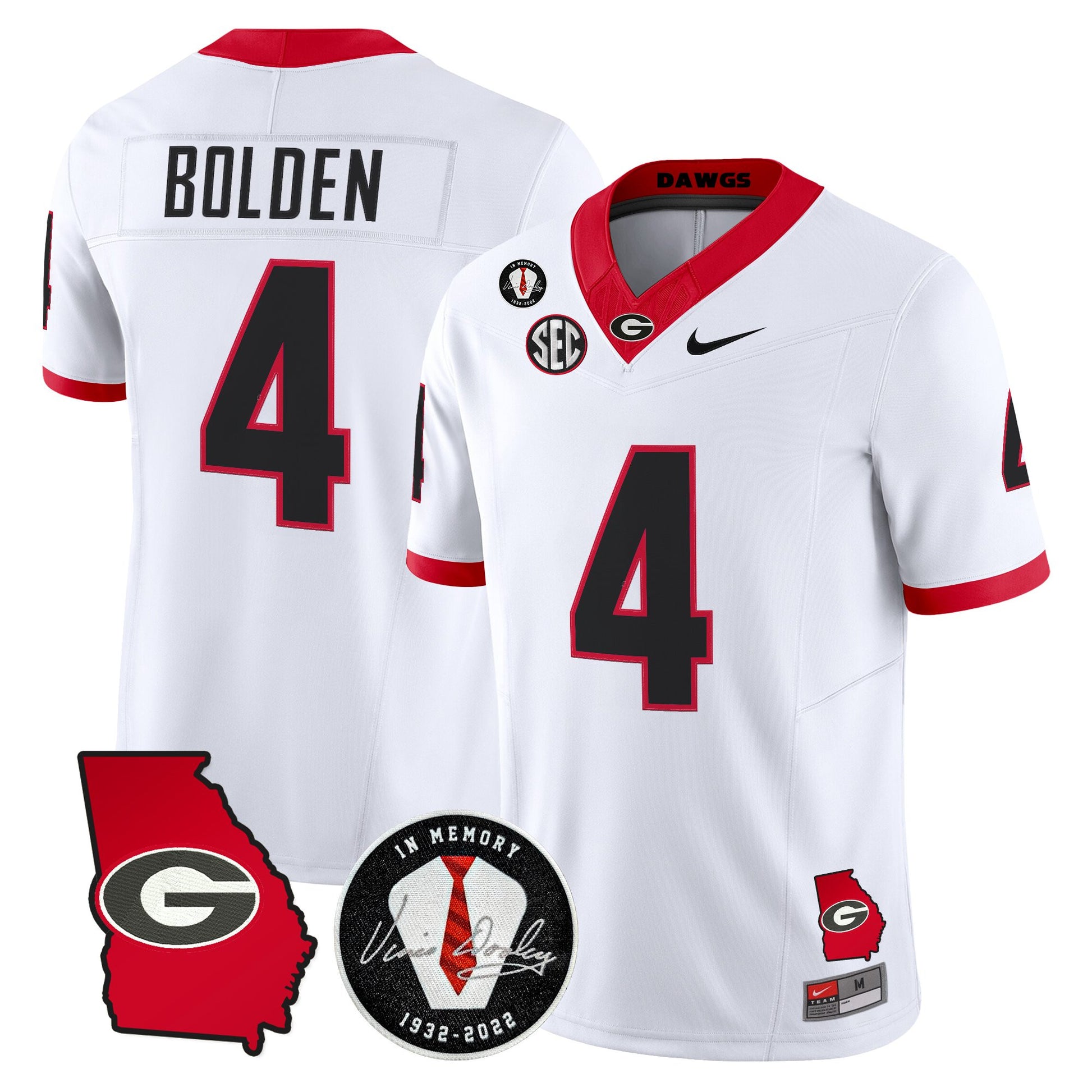 Georgia Bulldogs 2026 Georgia Map & Vince Dooley Patch Vapor Limited Jersey - Stitched