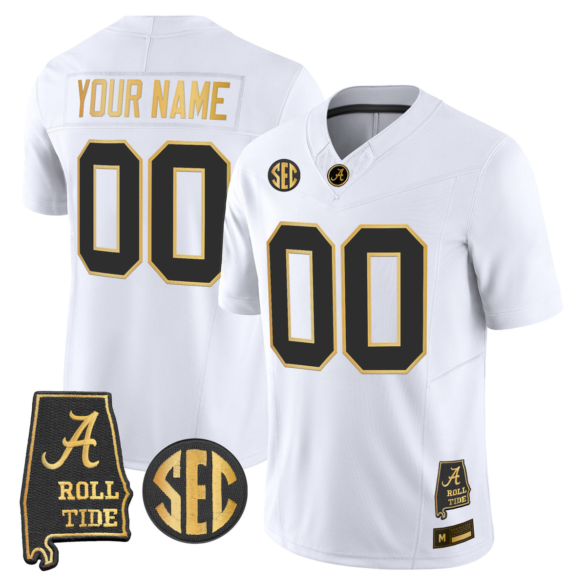 Alabama Crimson Tide 2026 Gold Vapor Limited Custom Jersey - Alabama Map - Stitched