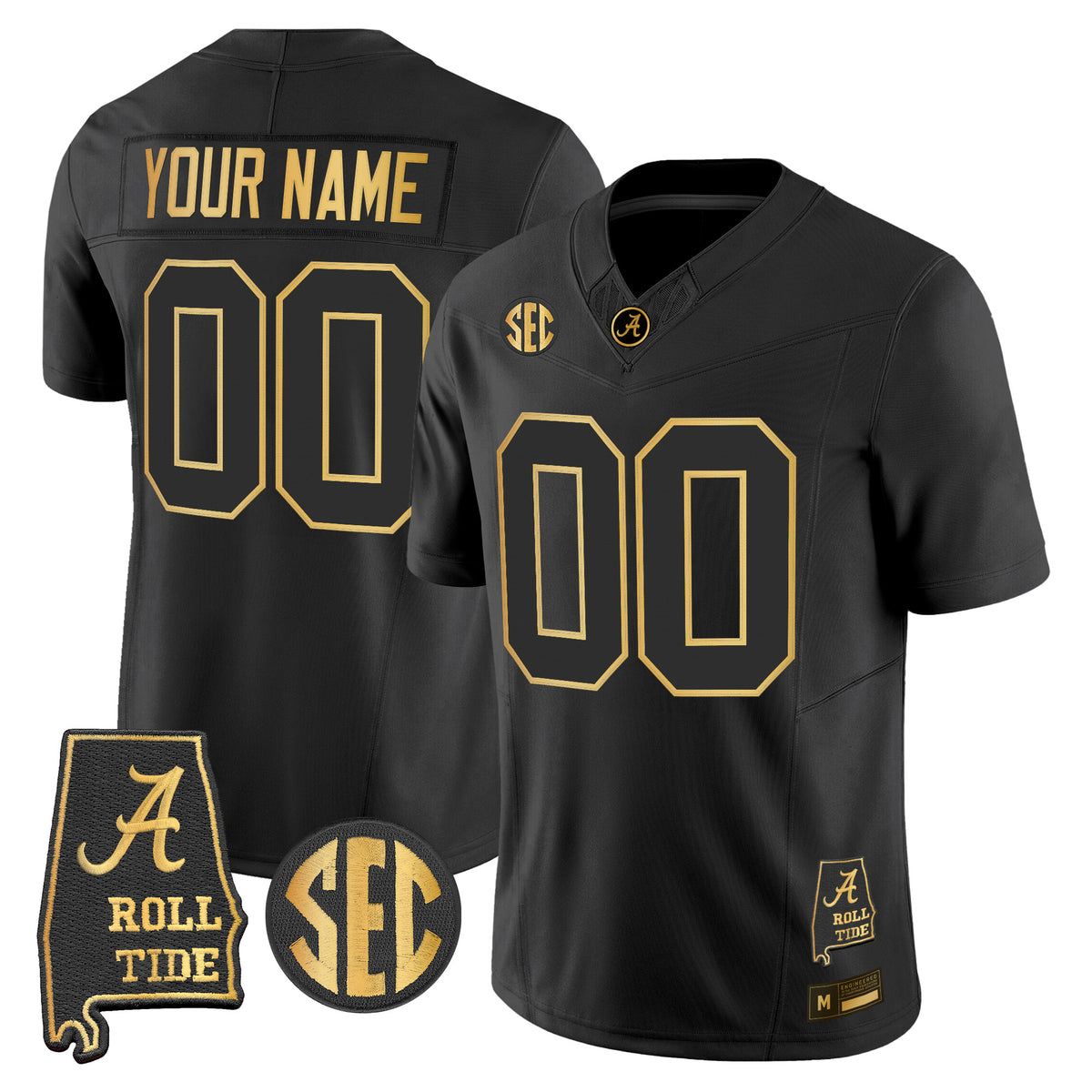 Alabama Crimson Tide 2026 Gold Vapor Limited Custom Jersey - Alabama Map - Stitched