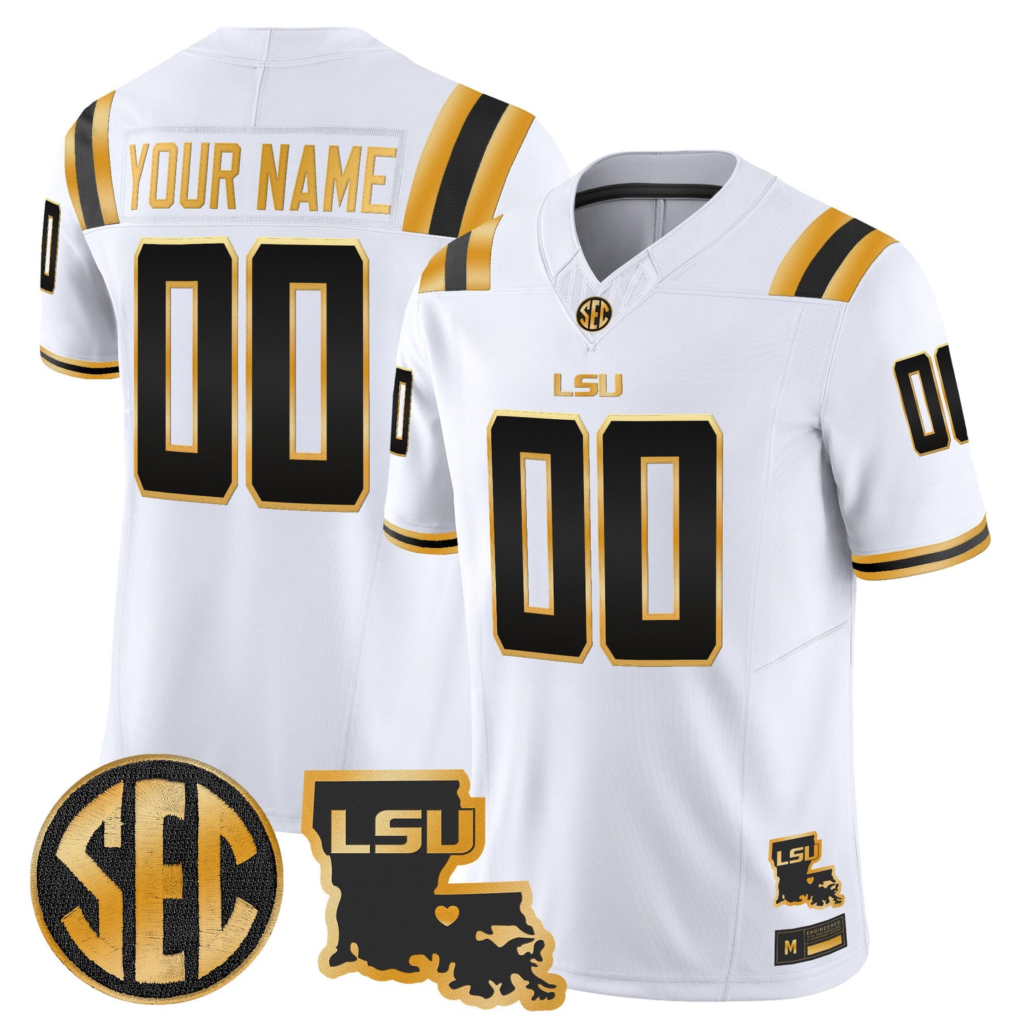 LSU Tigers 2026 Louisiana Patch Gold Vapor Limited Custom Jersey - Stitched