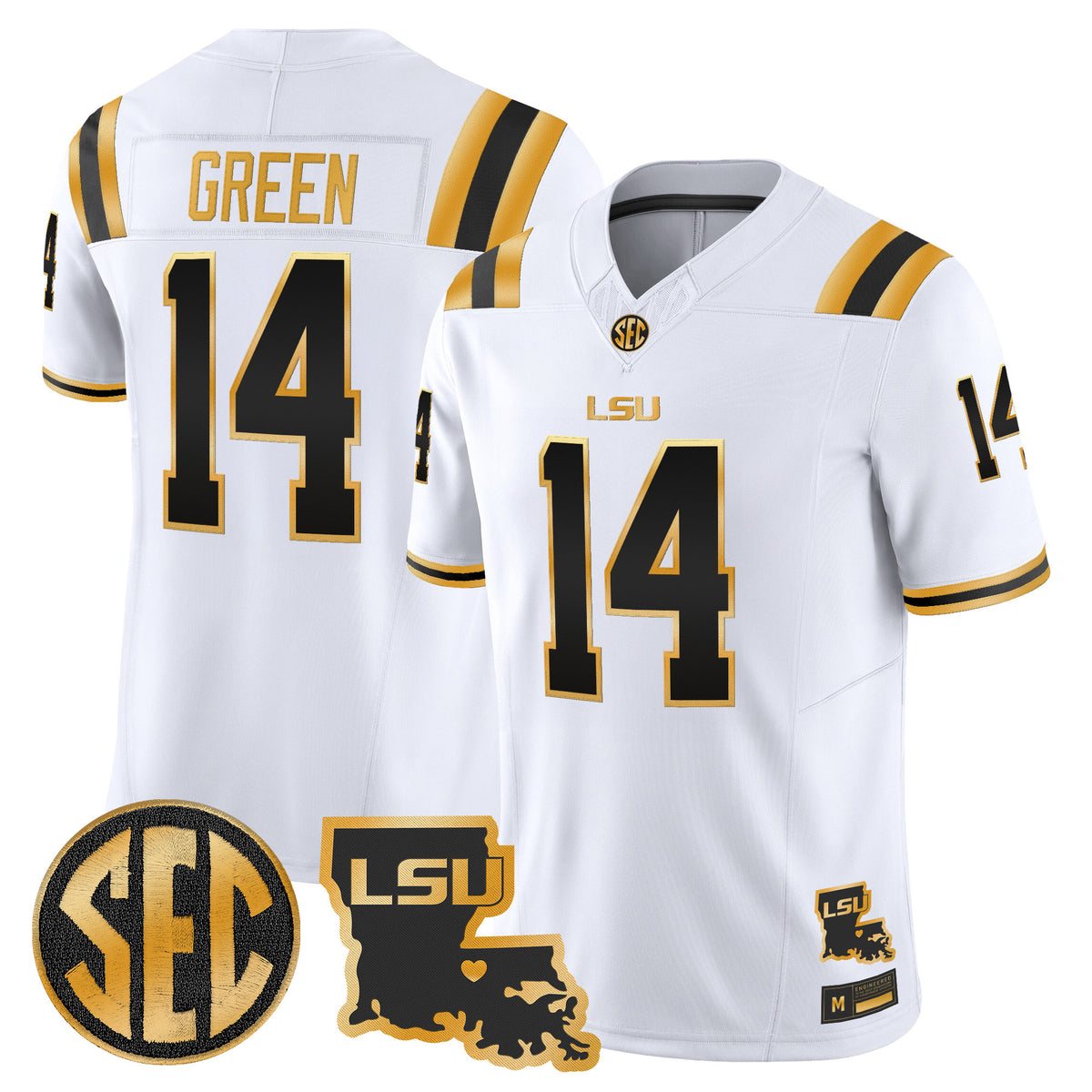 LSU Tigers 2026 Louisiana Patch Gold Vapor Limited Jersey - Stitched