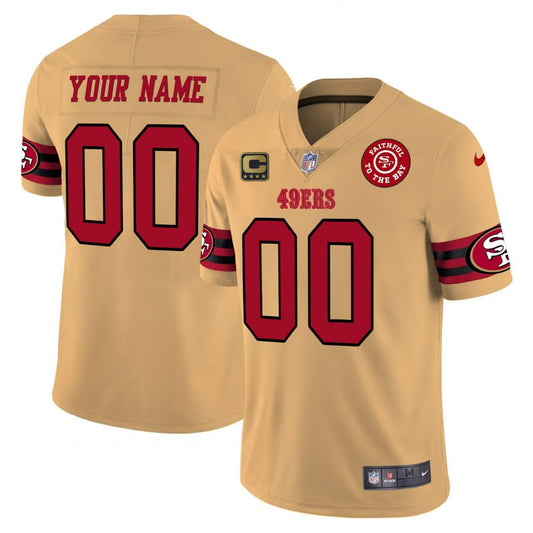 San Francisco 49ers Gold Custom Jersey - Stitched