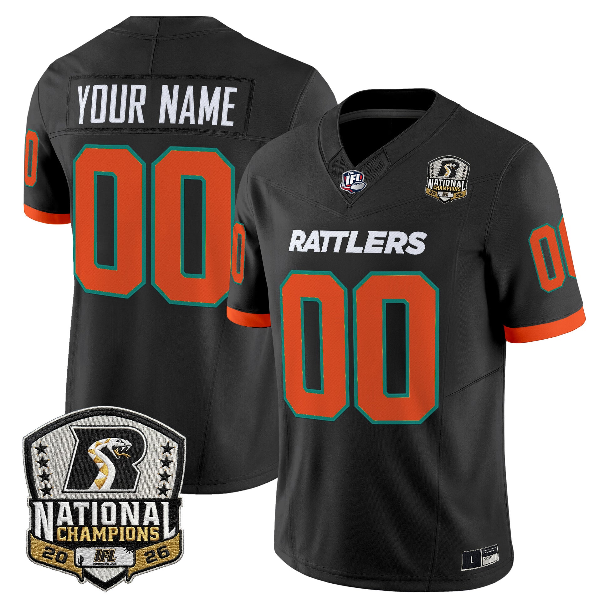 Arizona Rattlers 2026 Vapor Limited Custom Jersey - National Campions Patch - All Stitched