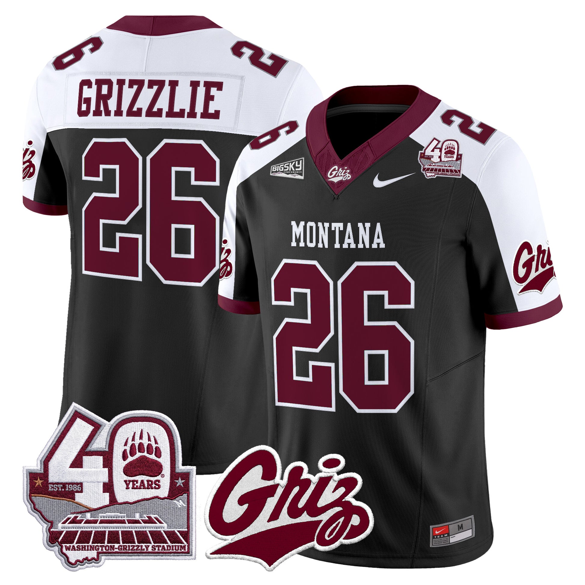  Montana Grizzlies 2026 Vapor Limited Jersey - 40th Anniversary Patch -  Stitched