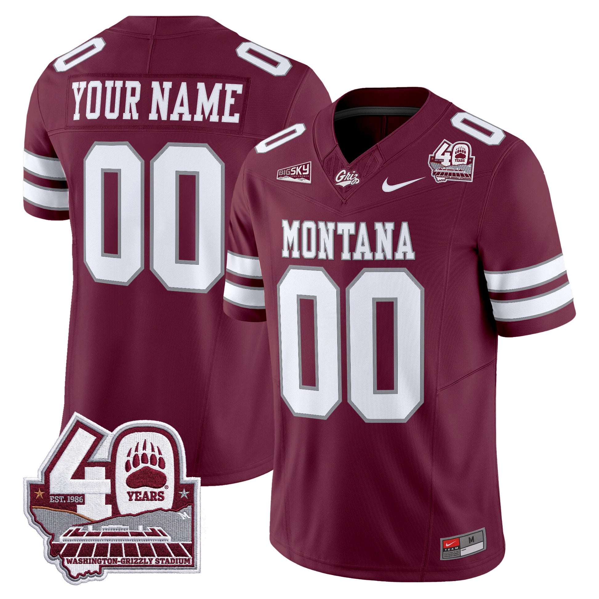Montana Grizzlies 2026 Vapor Limited Custom Jersey - 40th Anniversary Patch -  Stitched