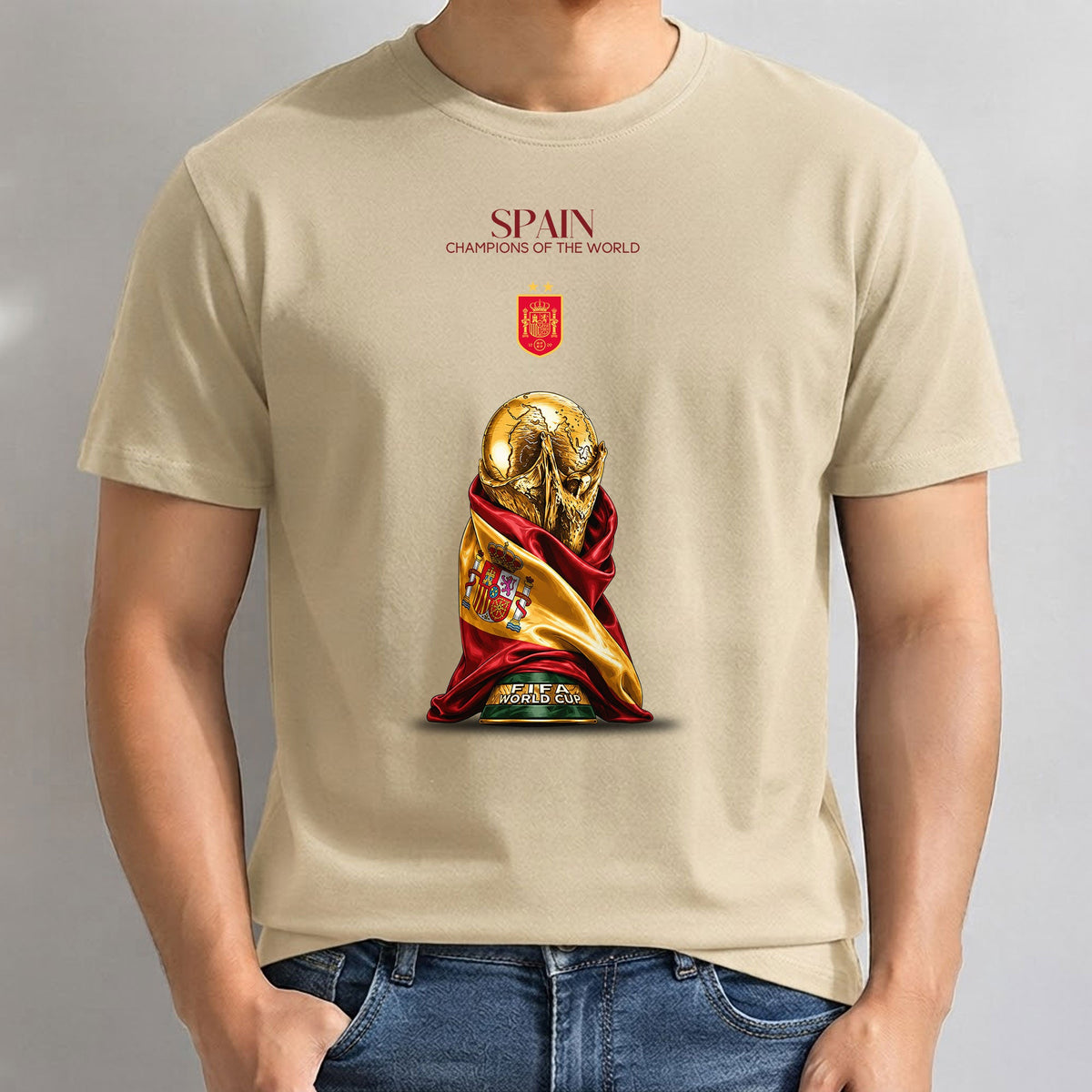 Spain 2026 Soccer Champions One Side Printed T-Shirt