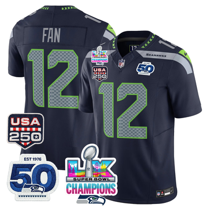 SEA S.Bowl LX & 50th Patch Champions Vapor Limited Jersey - All Stitched -DMQ