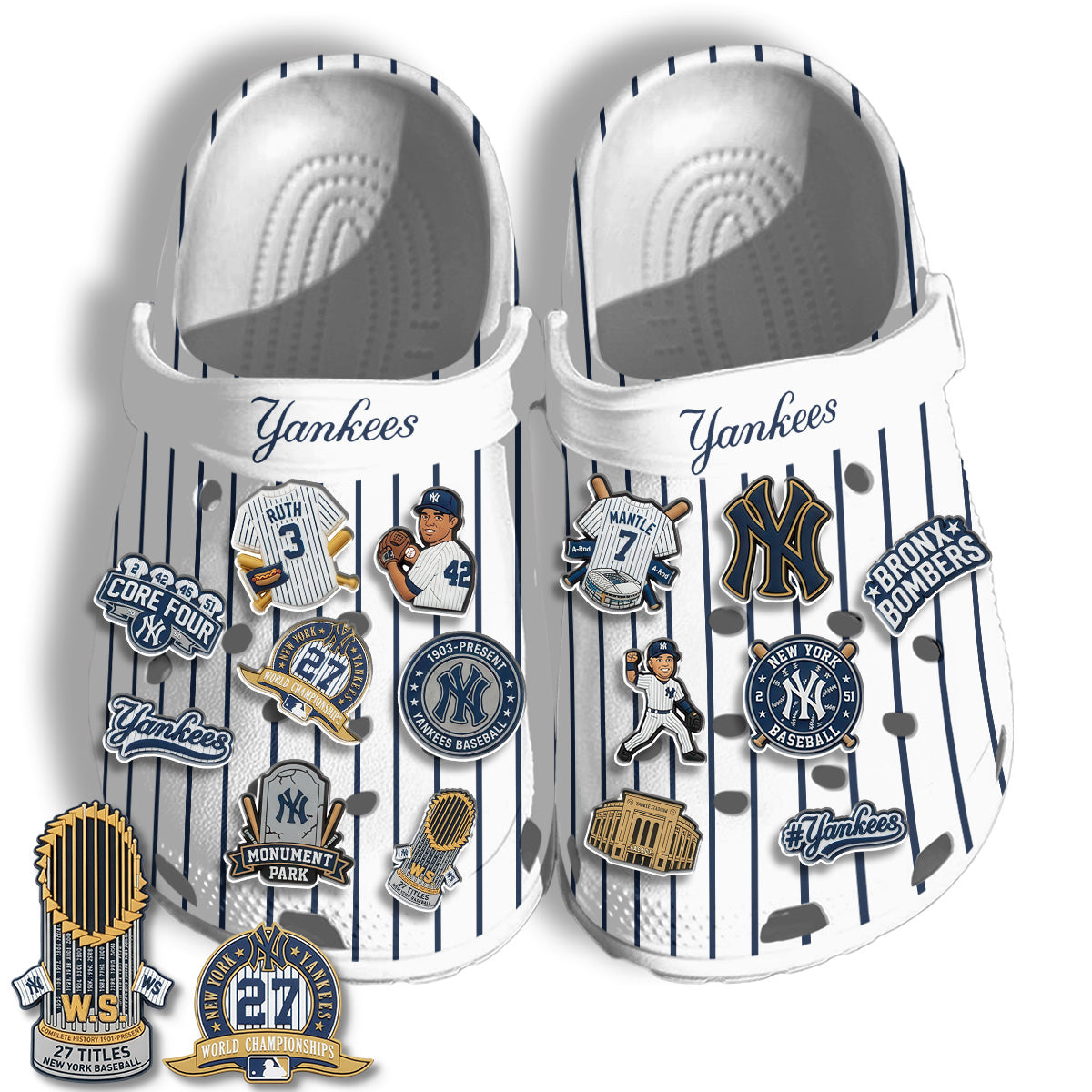 NY World Series White clogs - Charms Gift Set