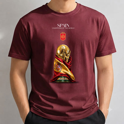 Spain 2026 Soccer Champions One Side Printed T-Shirt