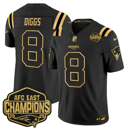 NE 2025 AFC East Champions Gold Vapor Limited Jersey - All Stitched