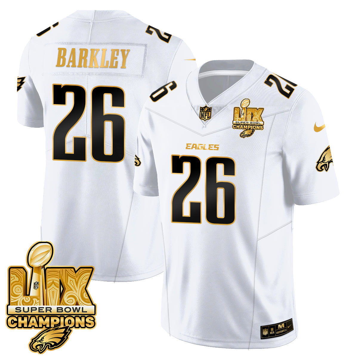 PHI Super Bowl LIX Champions Gold Trim Vapor Limited Jersey - All Stitched