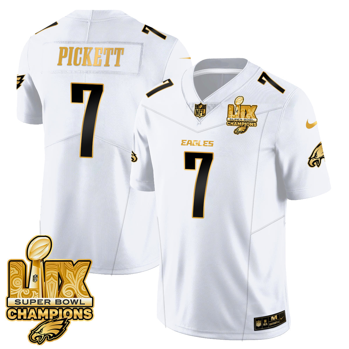 PHI Super Bowl LIX Champions Gold Trim Vapor Limited Jersey - All Stitched
