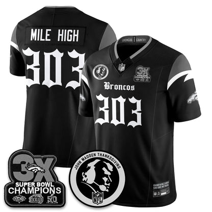DEN Gothic 3x Champions Vapor Limited Jersey - John Madden Patch - All Stitched