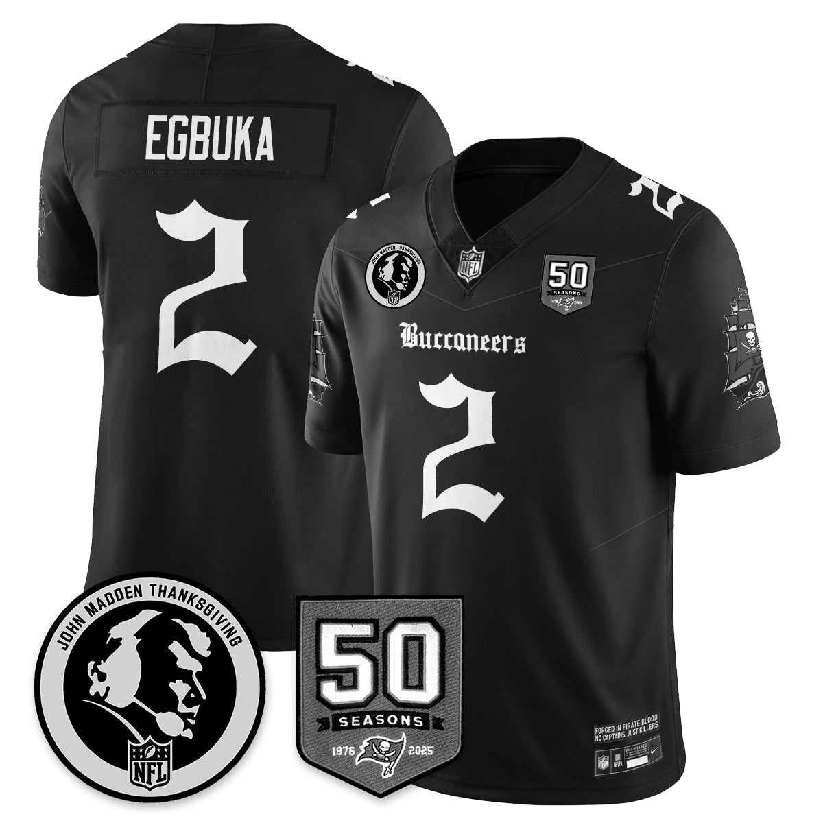 TB Gothic Vapor Limited Jersey - John Madden Patch - All Stitched
