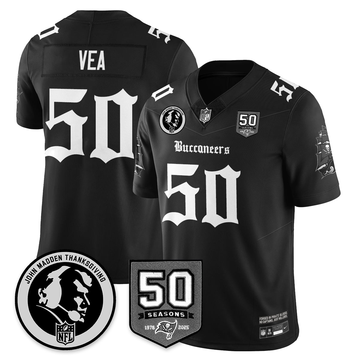TB Gothic Vapor Limited Jersey - John Madden Patch - All Stitched