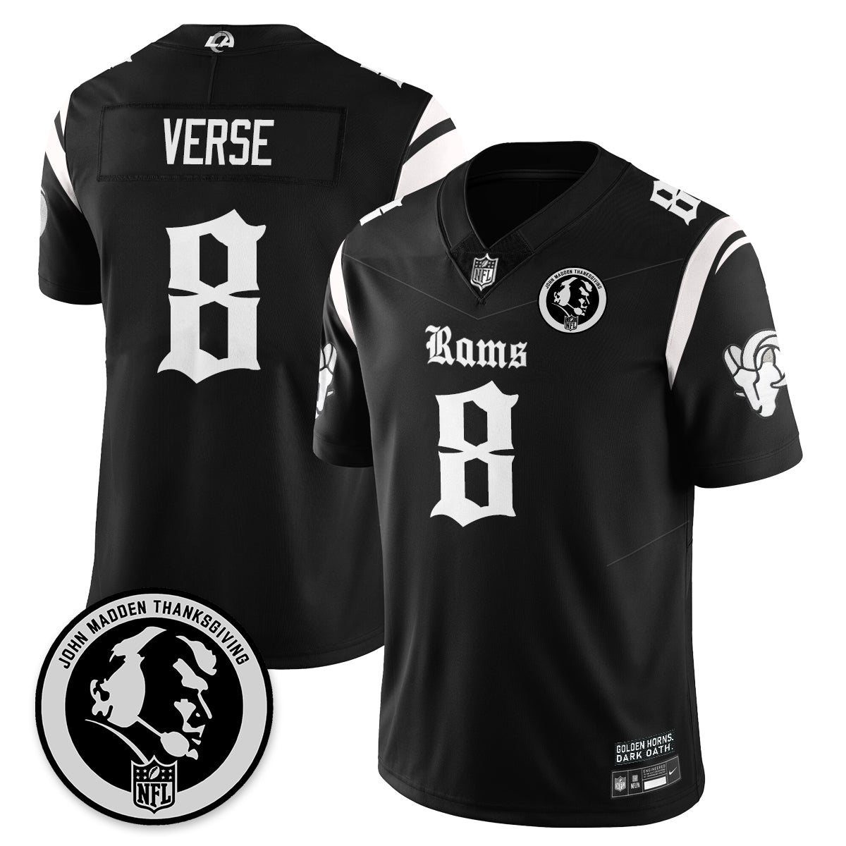 LAR Gothic Vapor Limited Jersey - John Madden Patch - All Stitched
