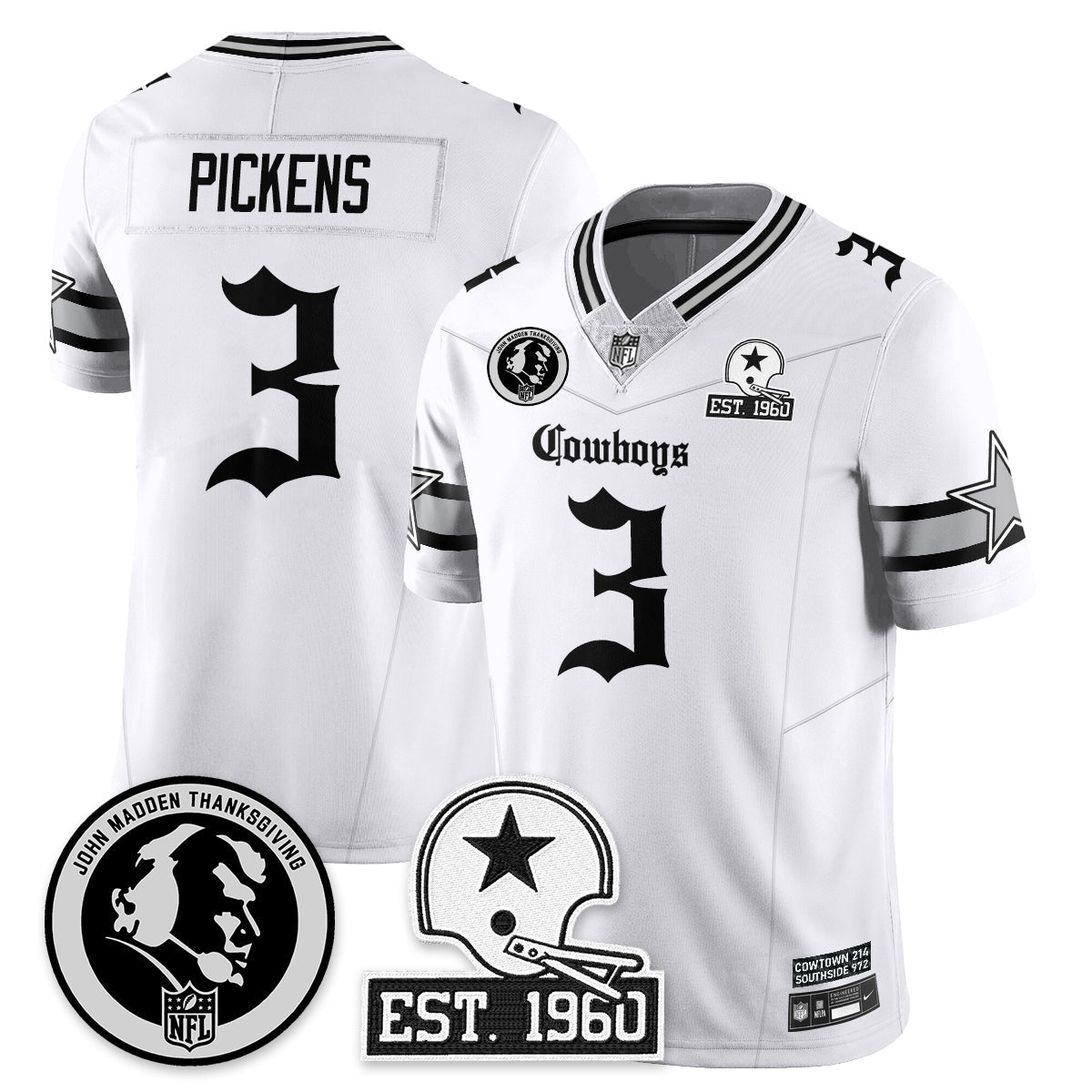 DAL Gothic Vapor Limited Jersey - John Madden Patch - All Stitched