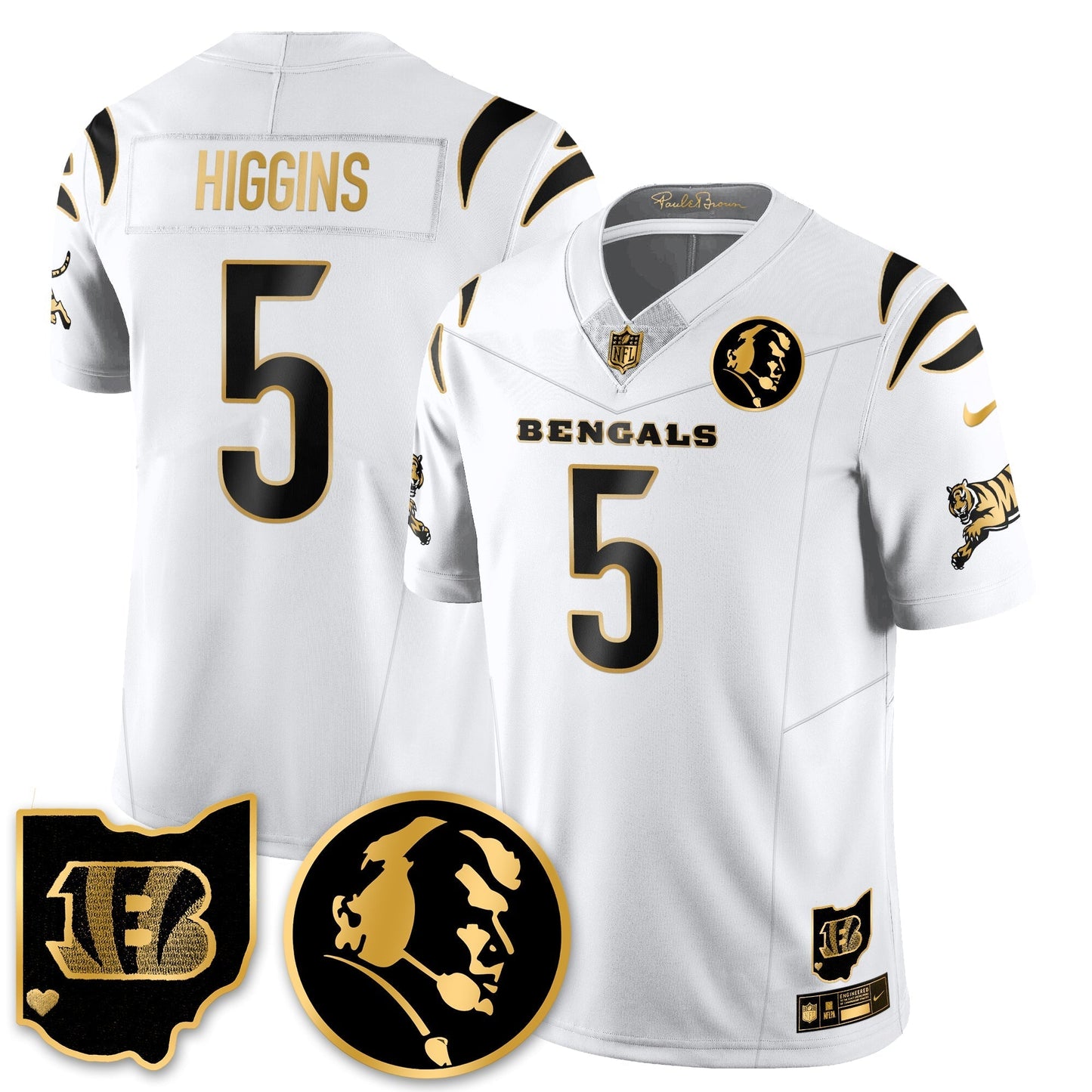 CIN Vapor Limited Gold Jersey - John Madden Patch - All Stitched