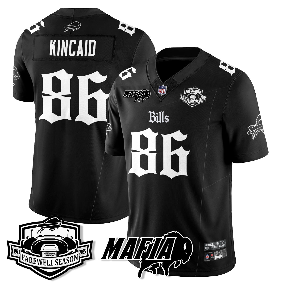 BUF Mafia Gothic Vapor Limited Jersey - Farewell Highmark Patch - All Stitched