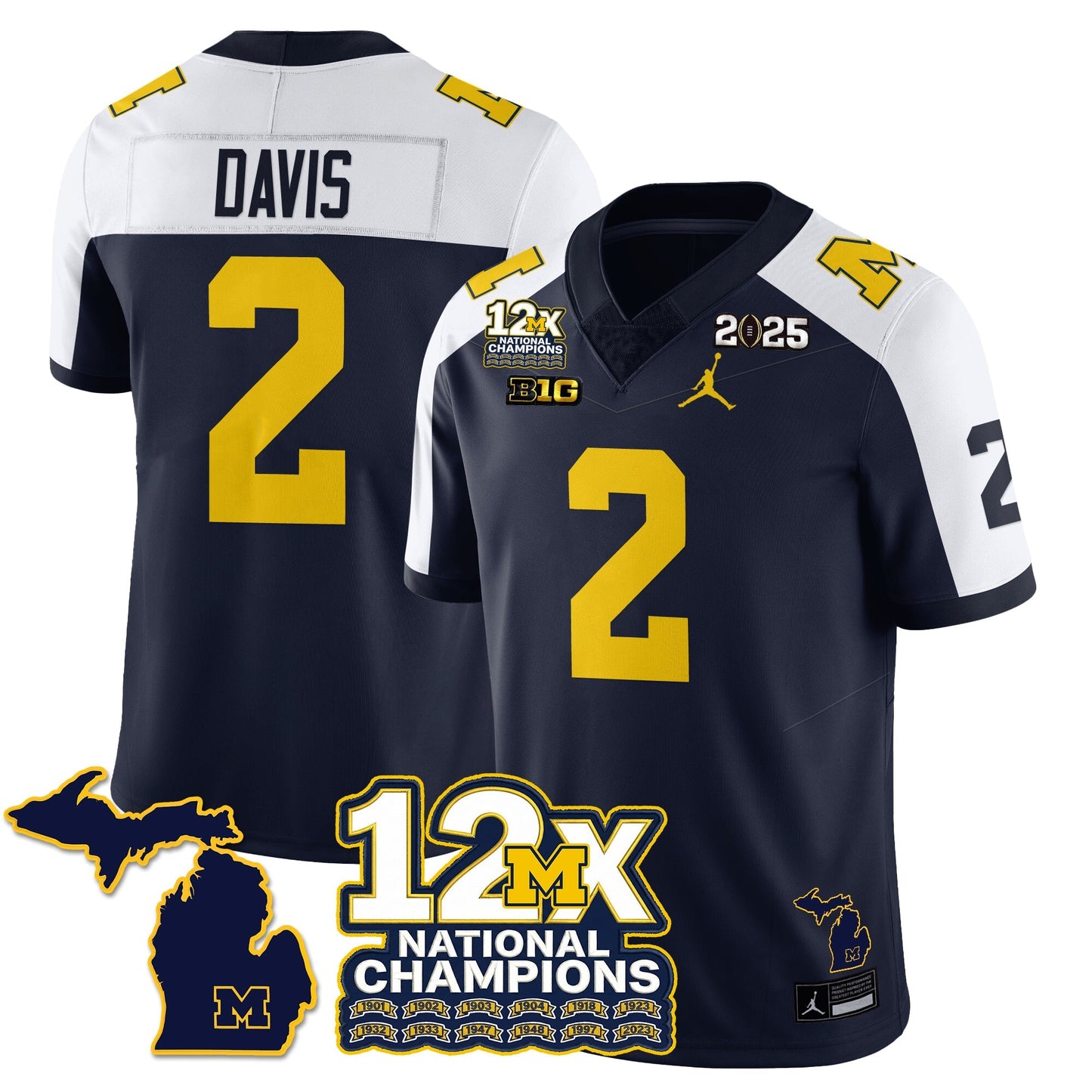 MICH 12x-Time National Champions Vapor Limited Football Jersey - All Stitched