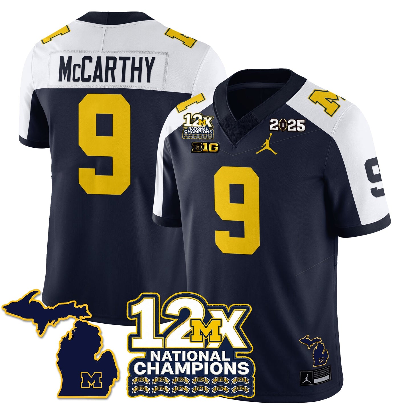 MICH 12x-Time National Champions Vapor Limited Football Jersey - All Stitched