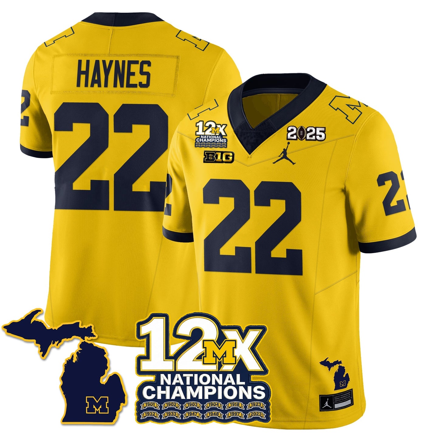 MICH 12x-Time National Champions Vapor Limited Football Jersey - All Stitched