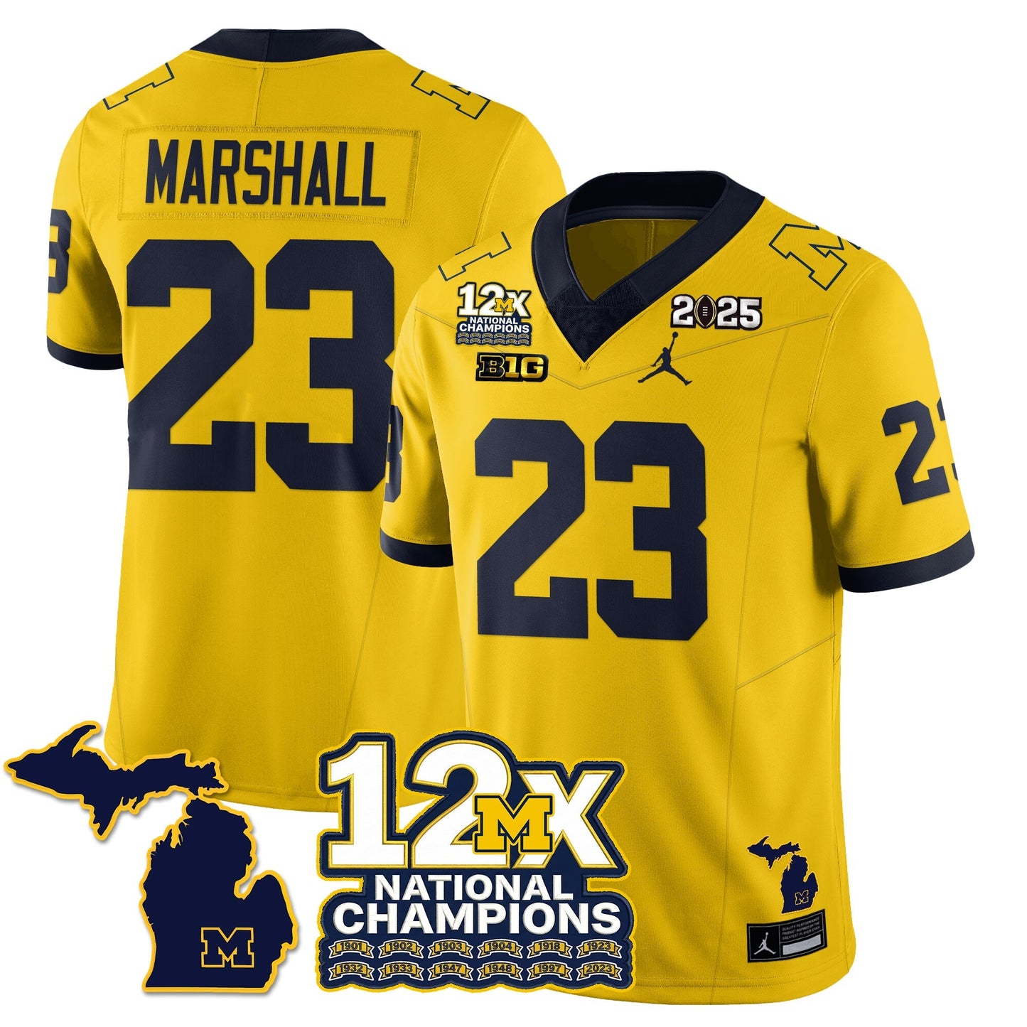 MICH 12x-Time National Champions Vapor Limited Football Jersey - All Stitched