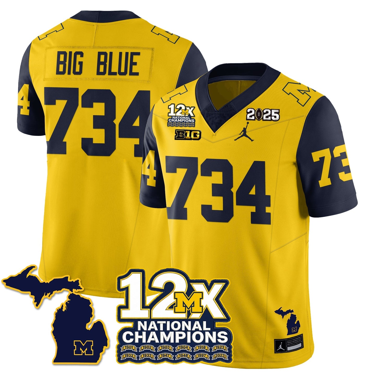 MICH 12x-Time National Champions Vapor Limited Football Jersey - All Stitched