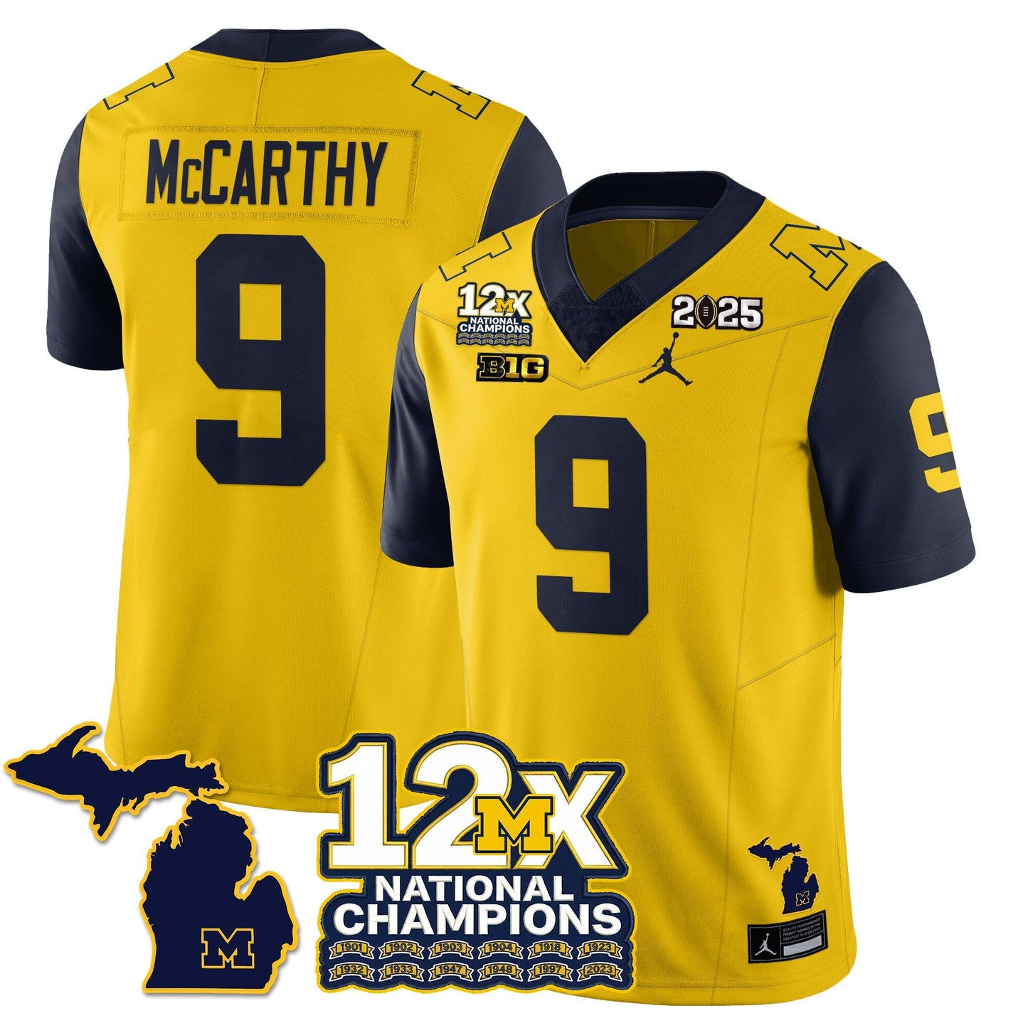 MICH 12x-Time National Champions Vapor Limited Football Jersey - All Stitched