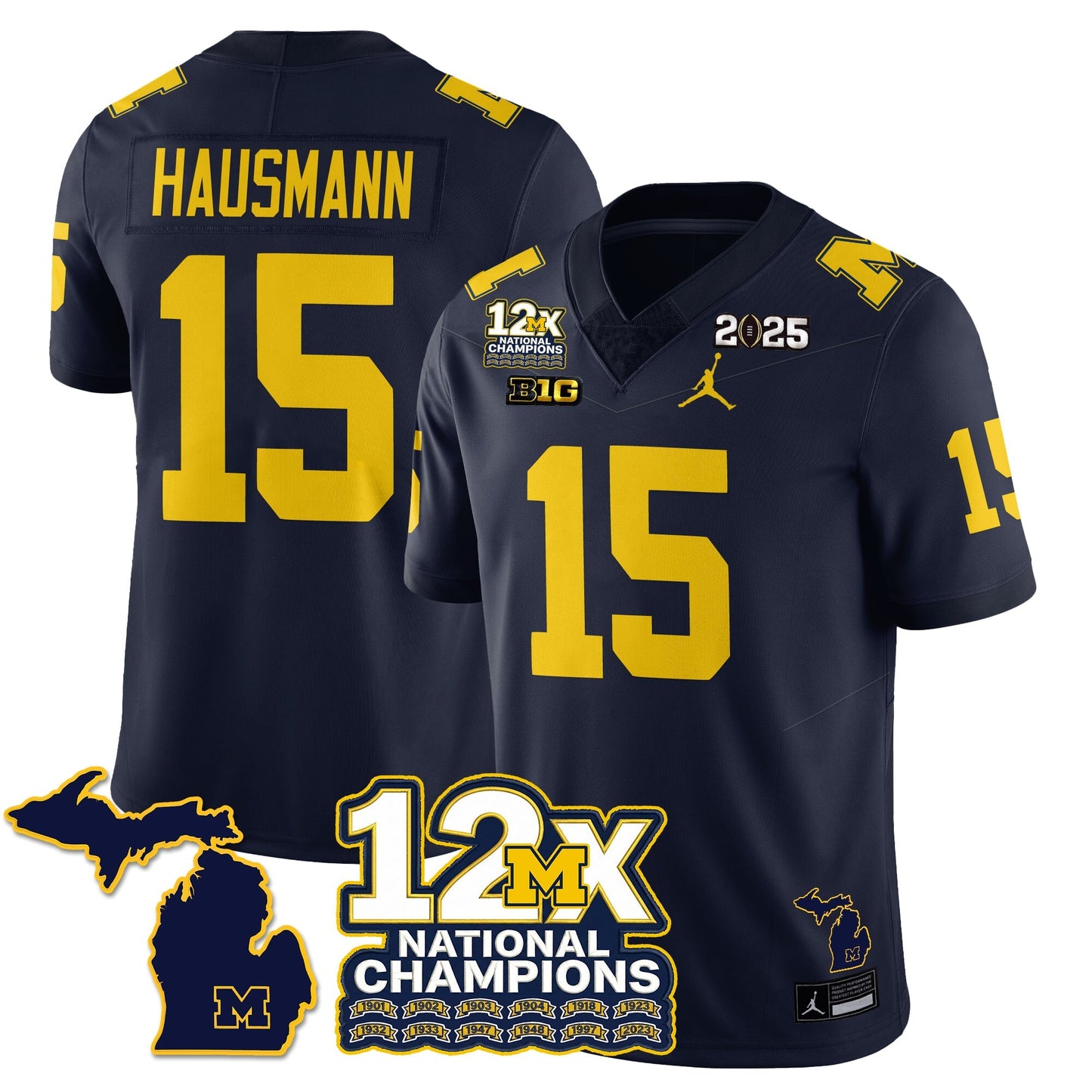 MICH 12x-Time National Champions Vapor Limited Football Jersey - All Stitched