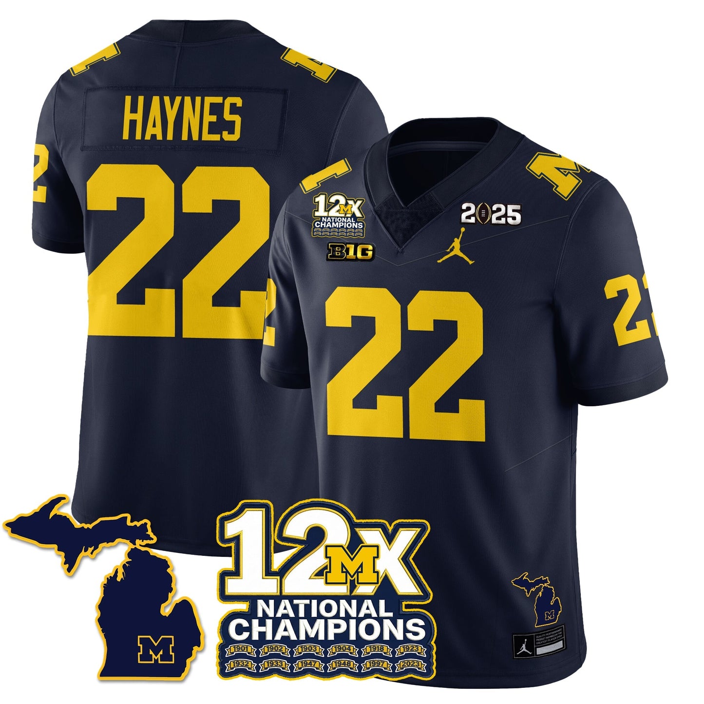 MICH 12x-Time National Champions Vapor Limited Football Jersey - All Stitched
