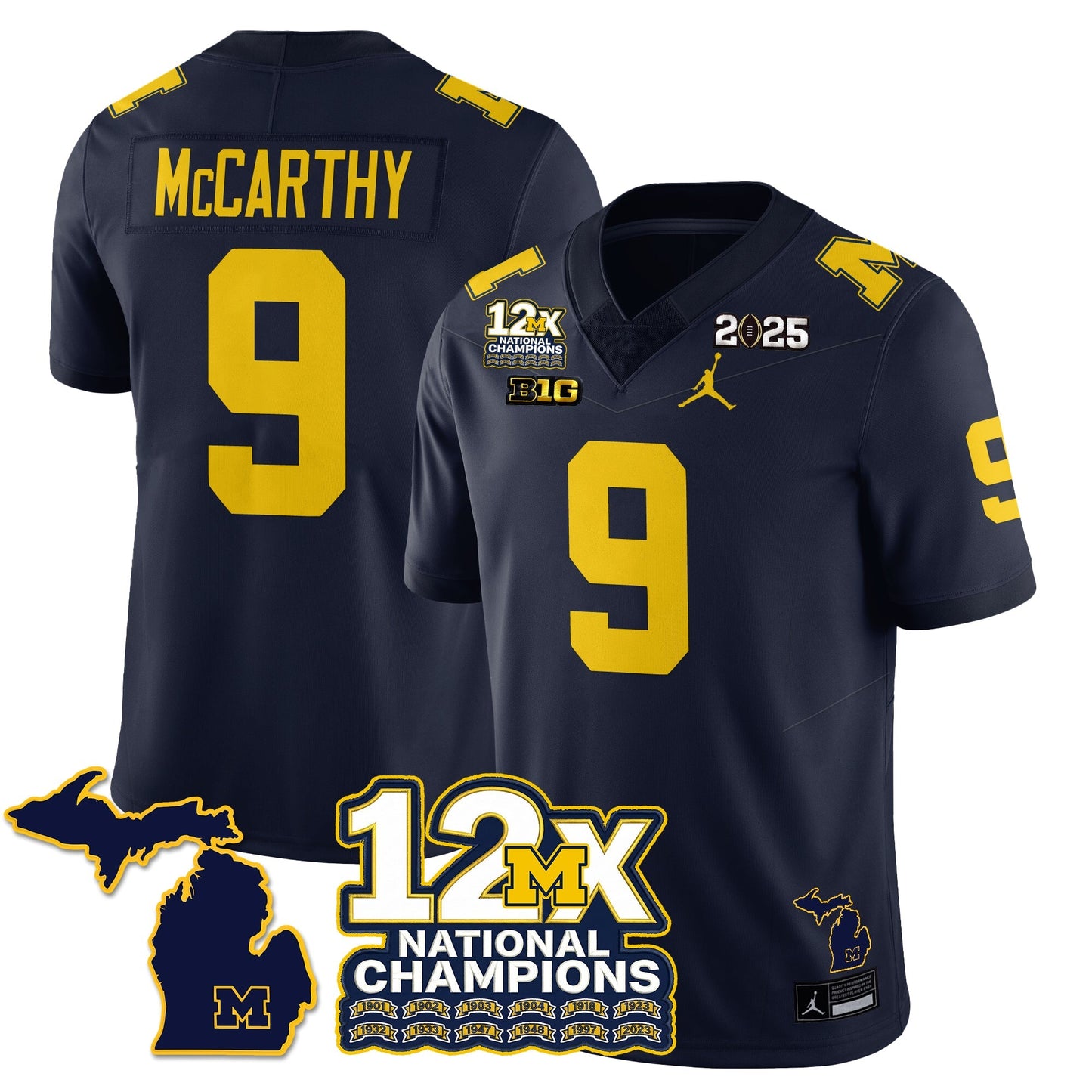 MICH 12x-Time National Champions Vapor Limited Football Jersey - All Stitched